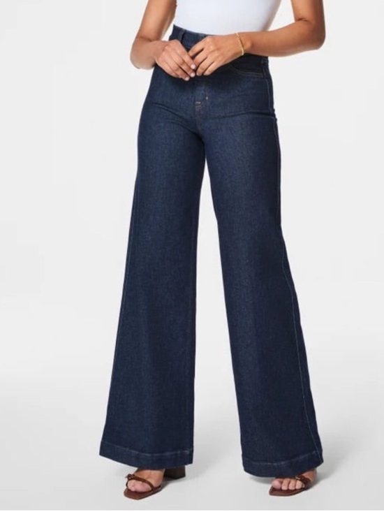 SPANX Denim - SPANX Pull On Wide Leg Jeans in Undone Indigo Size Large